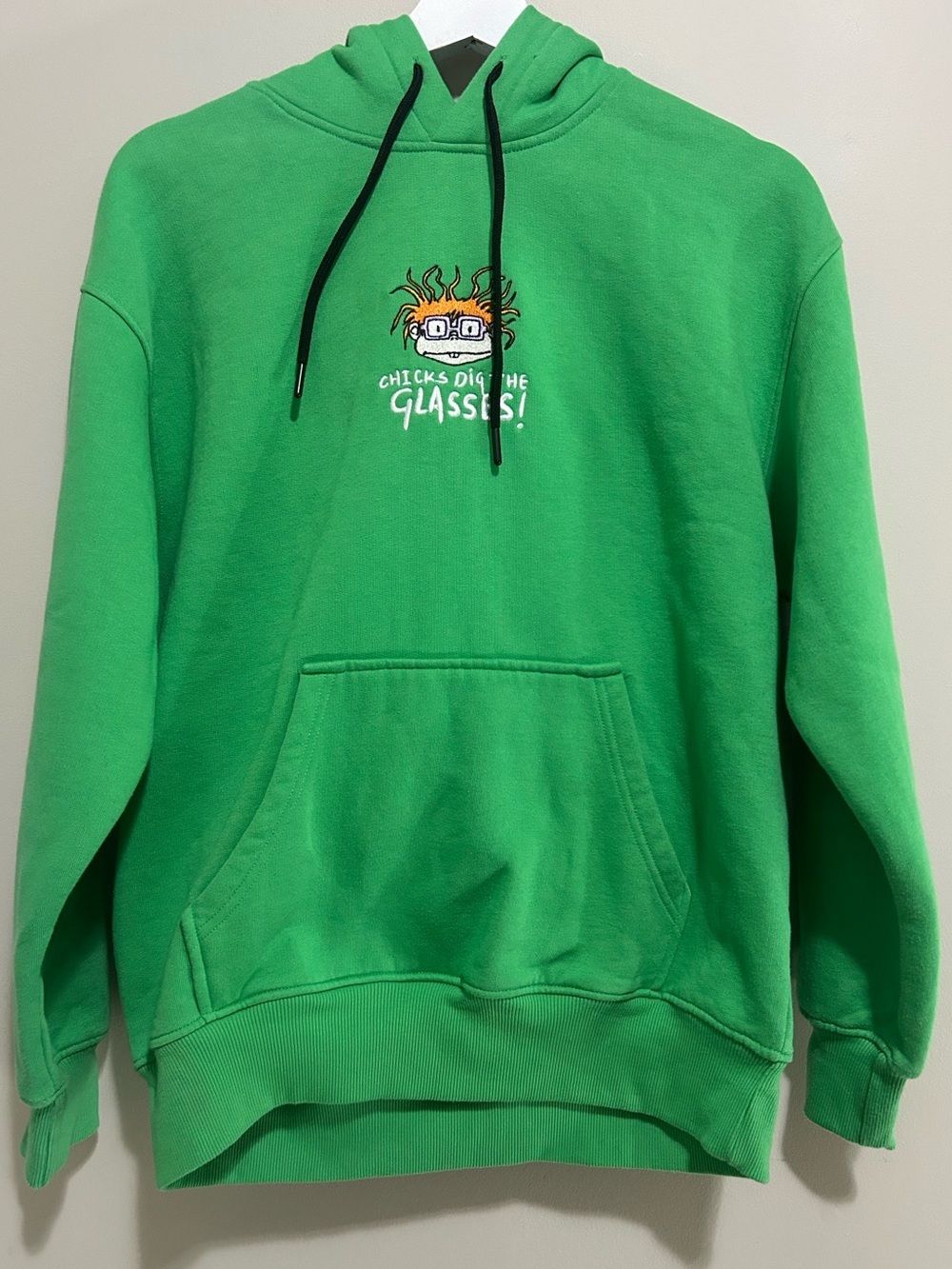 Rugrats Green Graphic Hoodie Sweatshirt with 'Chicks Dig The Glasses'